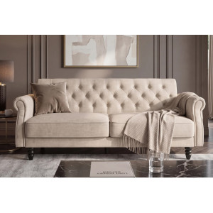 MAISON BELLE modern bársony kanapéágy - 220cm - beige INVICTA
