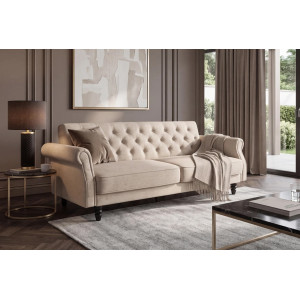 MAISON BELLE modern bársony kanapéágy - 220cm - beige
