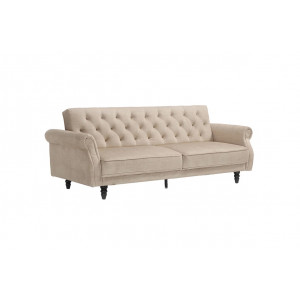 MAISON BELLE modern bársony kanapéágy - 220cm - beige