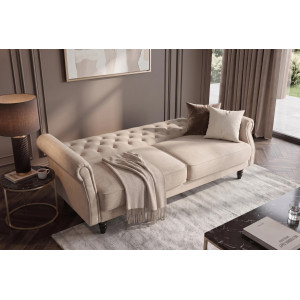 MAISON BELLE modern bársony kanapéágy - 220cm - beige