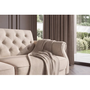 MAISON BELLE modern bársony kanapéágy - 220cm - beige