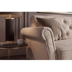 MAISON BELLE modern bársony kanapéágy - 220cm - beige