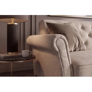 MAISON BELLE modern bársony kanapéágy - 220cm - beige