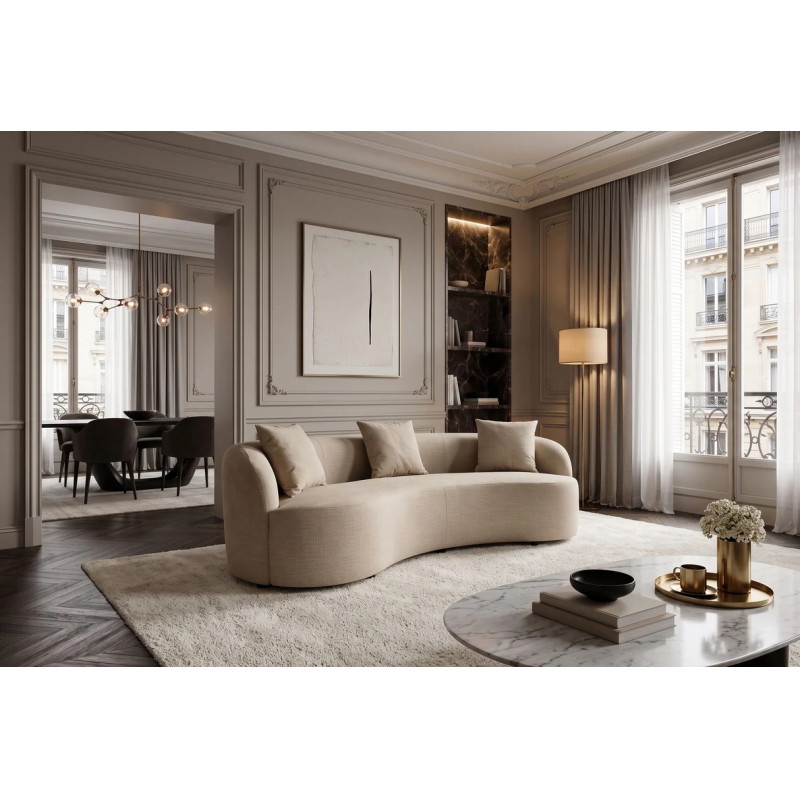 ATELIER modern bársony kanapé - 230cm - beige
