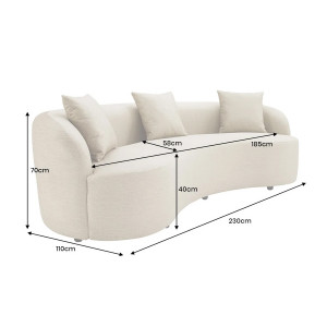 ATELIER modern bársony kanapé - 230cm - beige