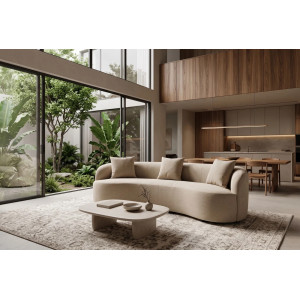 ATELIER modern bársony kanapé - 230cm - beige