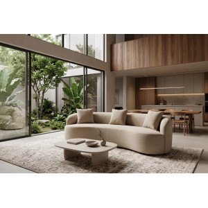 ATELIER modern bársony kanapé - 230cm - beige