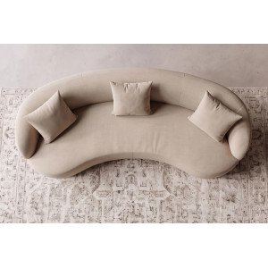 ATELIER modern bársony kanapé - 230cm - beige