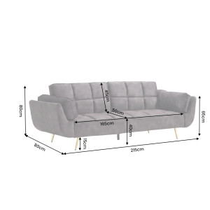 BOUTIQUE elegáns bársony kanapéágy - 215cm