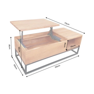 MAKASSAR FUNCTION modern mangófa dohányzóasztal - 110cm
