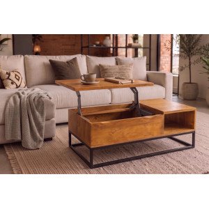 MAKASSAR FUNCTION modern mangófa dohányzóasztal - 110cm Fa