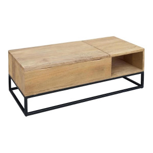 MAKASSAR FUNCTION modern mangófa dohányzóasztal tárolóval - 110cm - natúr