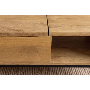 MAKASSAR FUNCTION modern mangófa dohányzóasztal tárolóval - 110cm - natúr