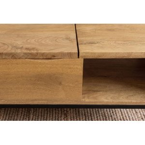 MAKASSAR FUNCTION modern mangófa dohányzóasztal tárolóval - 110cm - natúr