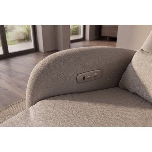 PRIORITY modern elektromos relaxfotel USB csatlakozóval - greige