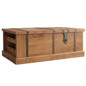 BODEGA modern mangófa dohányzóasztal bortartóval - 100cm