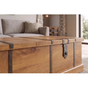 BODEGA modern mangófa dohányzóasztal bortartóval - 100cm