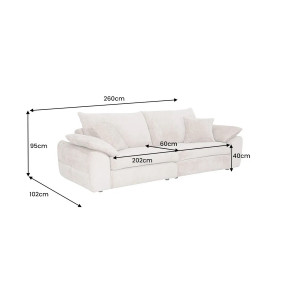 SOHO modern zsenília kanapé - 260cm - beige