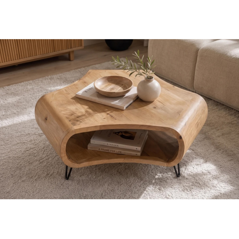 ORGANIC LIVING modern mangófa dohányzóasztal - 90cm