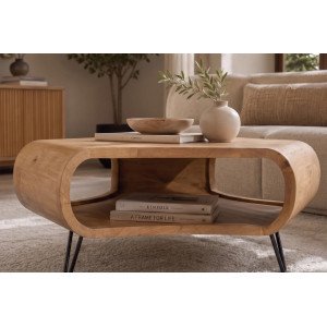 ORGANIC LIVING modern mangófa dohányzóasztal - 90cm