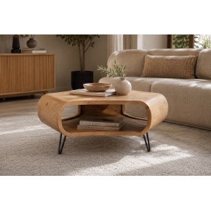 ORGANIC LIVING modern mangófa dohányzóasztal - 90cm