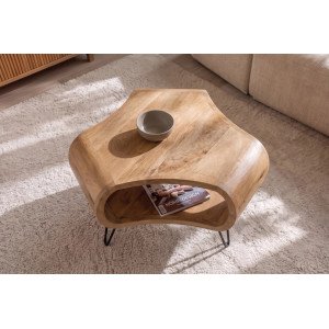 ORGANIC LIVING modern mangófa dohányzóasztal - 70cm Fa