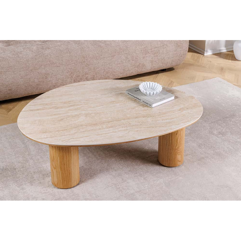 ORGANIKO modern kerámia / tölgy dohányzóasztal - 110cm