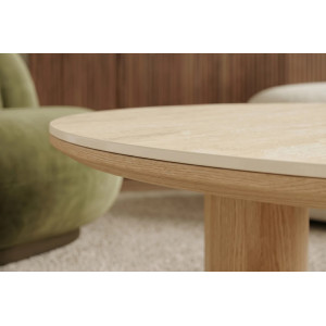 ORGANIKO modern kerámia / tölgy dohányzóasztal - 110cm