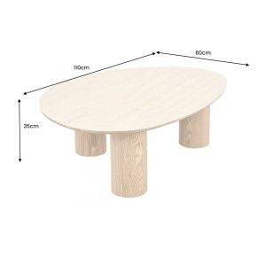 ORGANIKO modern kerámia / tölgy dohányzóasztal - 110cm