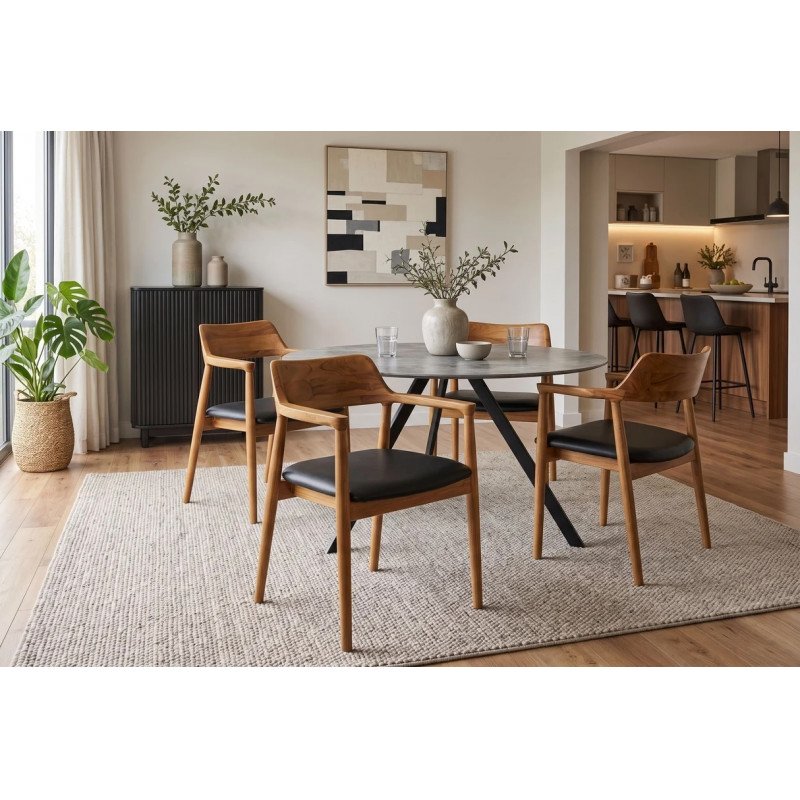 FORMA modern teakfa étkezőszék - fekete