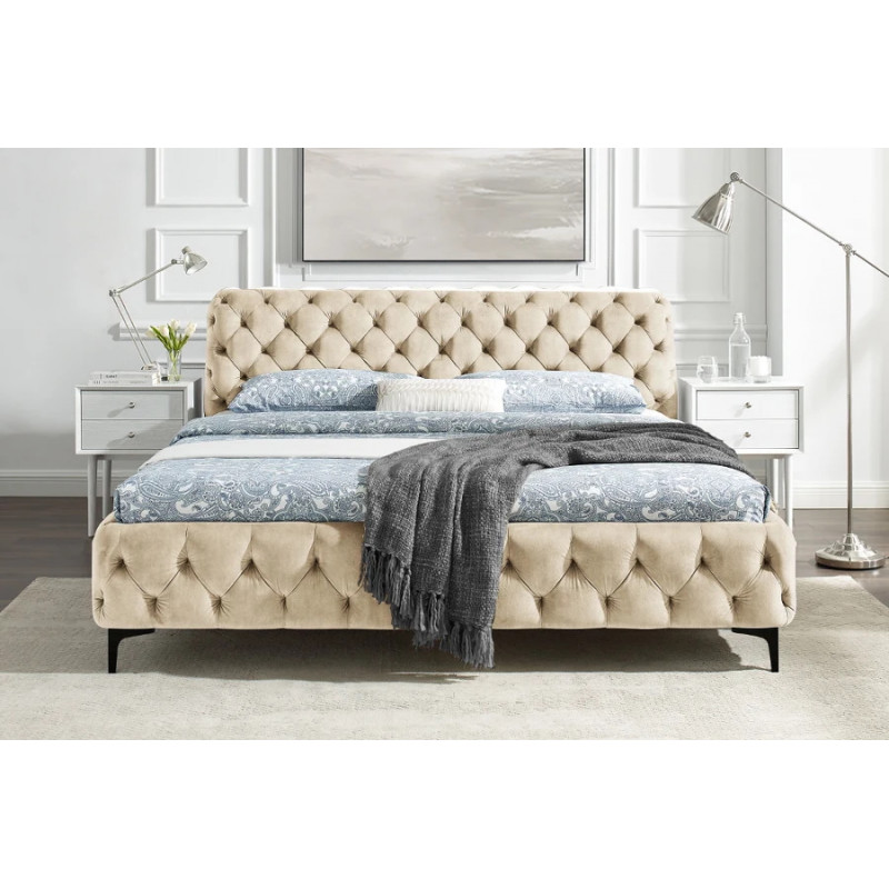 MODERN BAROCK elegáns bársony ágy - 180x200cm - beige
