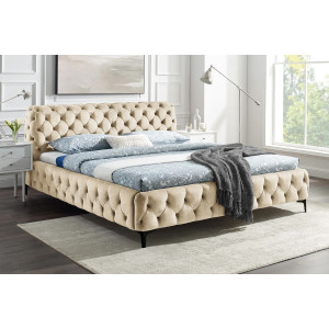 MODERN BAROCK elegáns bársony ágy - 180x200cm - beige