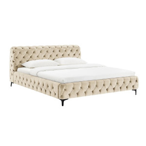 MODERN BAROCK elegáns bársony ágy - 180x200cm - beige