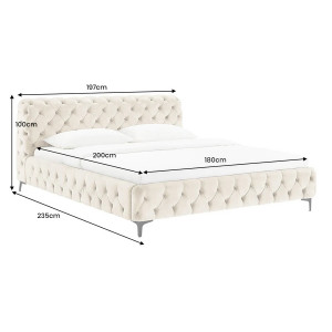 MODERN BAROCK elegáns bársony ágy - 180x200cm - beige