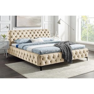 MODERN BAROCK elegáns bársony ágy - 180x200cm - beige