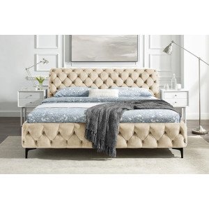MODERN BAROCK elegáns bársony ágy - 180x200cm - beige 180 x 200cm