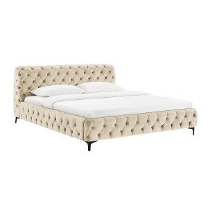 MODERN BAROCK elegáns bársony ágy - 180x200cm - beige