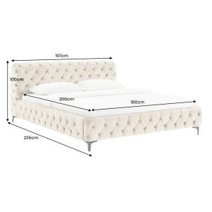 MODERN BAROCK elegáns bársony ágy - 180x200cm - beige
