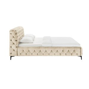 MODERN BAROCK elegáns bársony ágy - 180x200cm - beige