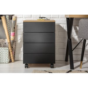 STUDIO gurulós fiókos konténer - tölgy/fekete
