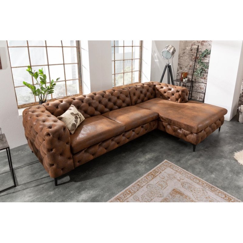 MODERN BAROCK Chesterfield sarokkanapé mikroszálas kárpittal - 275cm