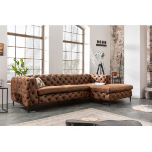 MODERN BAROCK Chesterfield sarokkanapé mikroszálas kárpittal - 275cm