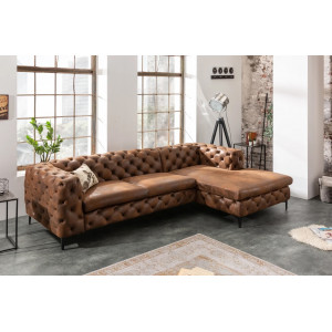 MODERN BAROCK Chesterfield sarokkanapé mikroszálas kárpittal - 275cm
