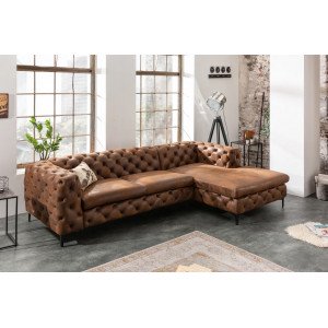 MODERN BAROCK Chesterfield sarokkanapé mikroszálas kárpittal - 275cm