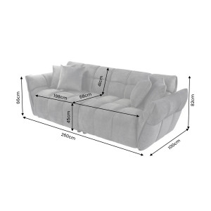 CLOUD XXL modern bársony kanapé - 260cm - szürke