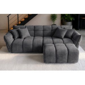 CLOUD XXL modern bársony kanapé - 260cm - szürke