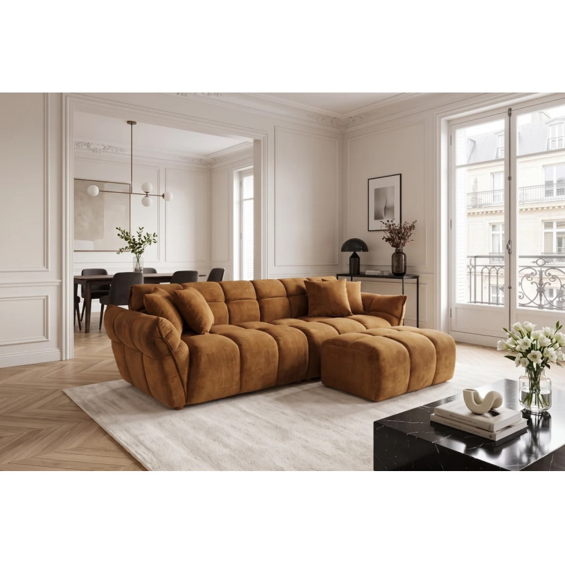 CLOUD XXL modern bársony kanapé - 260cm - sárga