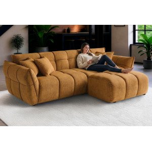 CLOUD XXL modern bársony kanapé - 260cm - sárga