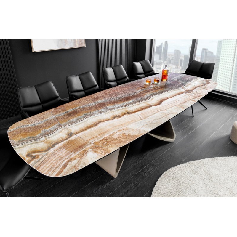 INFINITY bővíthető kerámia étkezőasztal - 180-260cm, rozsdabarna/onyx