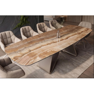INFINITY bővíthető kerámia étkezőasztal - 180-260cm, rozsdabarna/onyx